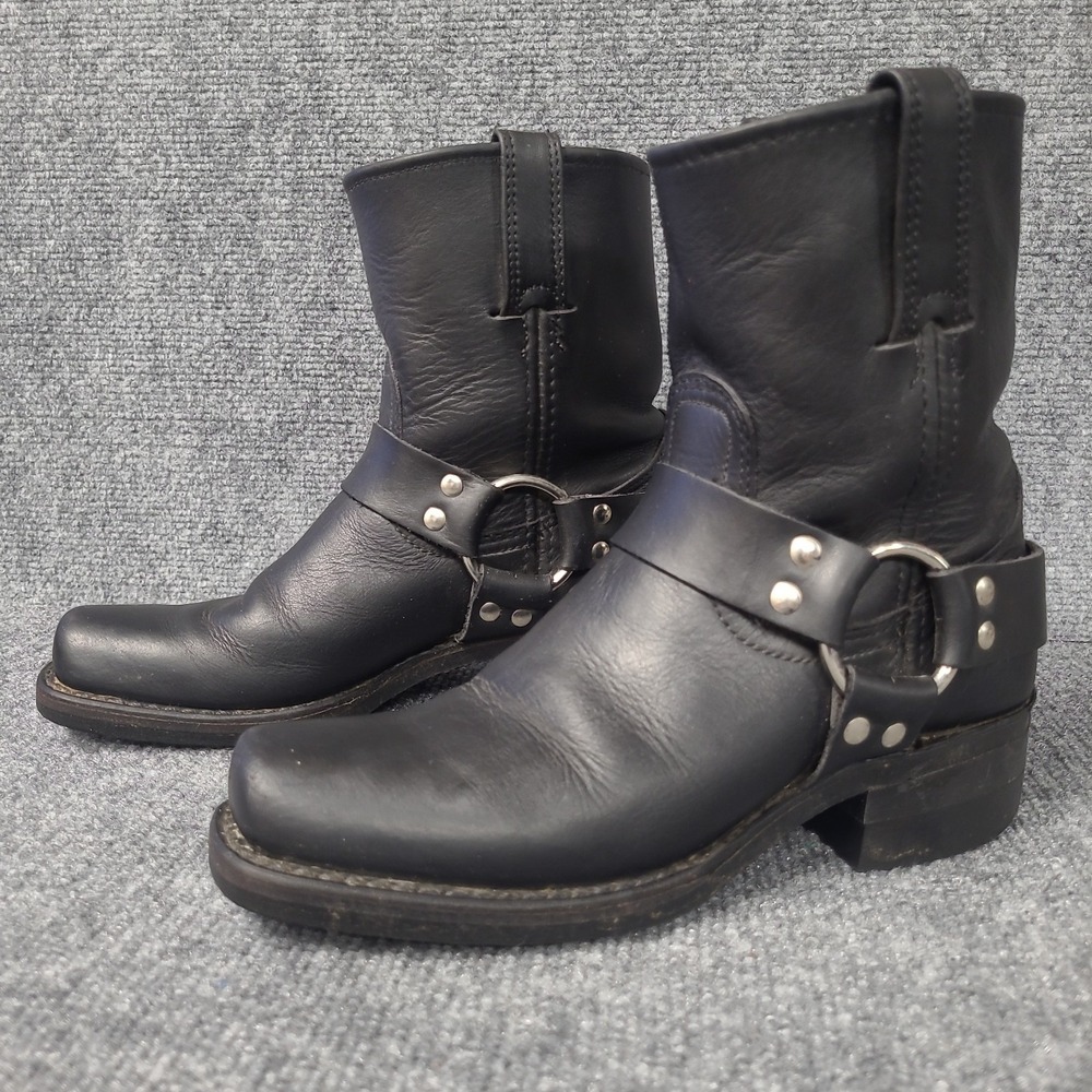 Frye Black Leather Women's Harness 8R Motorcycle Boots Size 6 - Picture 2 of 16